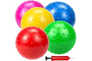 Hymaz Balls for Toddlers 1-3, Kids 9" Inflatable Bouncy Balls 5 Pack Colorful Soft Massage Ball Sensory Toys Knobby Ball Indoor Outdoor Games