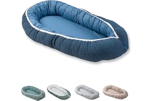 ULLENBOOM Riduttore Lettino Neonato Blu - Riduttore Culla 55x95 cm - 100% OEKO-TEX e Made in EU, Adatto come Baby Cocoon e Lettino da viaggio