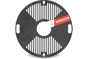 FEUERFEST 123 GMBH Feuerfest 123 – Plaque de cuisson design en acier Ø 80 cm, plaque de cuisson avec poignée de transport pour tonneau à feu ou brasero, également pour barbecues à gaz, charbon et sphériques, anneau de