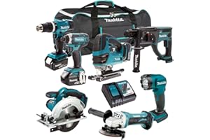 Makita 18V Li-ion 7 Piece Cordless Power Tool Kit with 3 x 5.0Ah Batteries & Charger T4TKIT-217- Monster Power Tool Kit- Combo Kit- 18V Cordless Power Tool Kits- Mega Power Tool- Makita kit