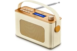 UEME Retro DAB/DAB+ FM Wireless Portable Radio with USB Rechargeable Battery and Bluetooth (Cream)