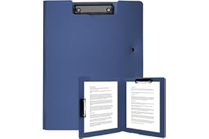 GEBRAZY Portablocco A4, formato A4, con coperchio, con 2 morsetti, portablocco con coperchio, per ufficio, negozio, cantiere, scuola, cartella Clipboard Folder (blu, A4)