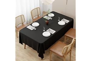 Zdada Schwarz Abwaschbar Tischdecken 140x220cm Rechteckig Polyester Tischdecke, Kratzfest, Fleckschutz Tischtuch Outdoor Tischwäsche für Garten, Esszimmer, Feiern und Haushalt