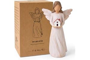 THOVORRNL House Warming Gifts New Home, Guardian Angel with House Figurines, New Home Gifts for Women, Men, Couple, First Time Buyers, Homeowners, Sculpted Hand-Painted Statue