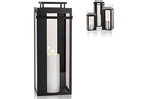 Schlaraffenland Outdoor Laterne LUCIDO groß inkl. LED Outdoor Kerze 18x18x48,5 cm | Schwarz | aus Metall-Glas/Kunststoff | Laternen für Draußen | Deko Garten | LED Laterne Outdoor