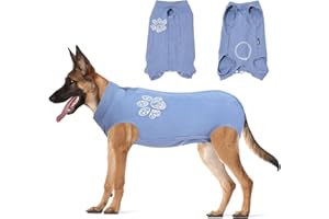 Jiupety Traje de recuperación para perros ajustable, no se ajusta a cuerpo delgado y largo, traje para perros para recuperación quirúrgica, tamaño 2XL, mamelucos quirúrgicos antilamidos, azul y pata