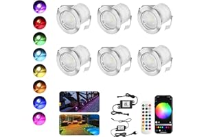 INDARUN Lampe au Sol Spot Encastrable+Wifi contrôleur-Lumière RGB DC12V 0.5W étanche IP67 Ø30mm-éclairage pour terrasse, patio, chemin, mur, jardin, décoration, intérieur et extérieur