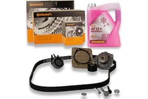 LOTT-AUTOTEILE Contitech Wasserpumpe + Zahnriemensatz + 5L Kühlerfrostschutz Rot