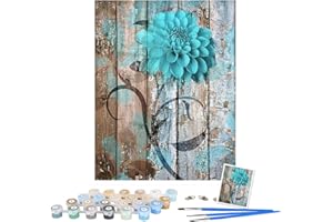 Hrobig Malen Nach Zahlen Erwachsene Kinder Anfänger, Paint by Numbers Blumen, DIY Handgemalt Ölgemälde Leinwand Kits - 3 Pinsel und Qualität Acrylfarbe 40 x 50 cm (Ohne Rahmen)