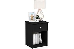 Furinno Tidur Comodino con Un cassetto, Legno ingegnerizzato, Rovere Nero, Confezione da 1