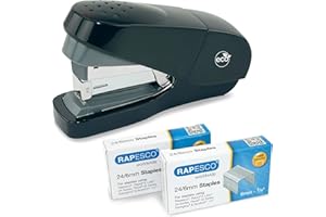 ‎RAPESCO Rapesco 1688 ECO Less Effort Flachheftgerät mit 2000 Heftklammern des Typs 24/6 mm, 35 Blatt Kapazität, Schwarz