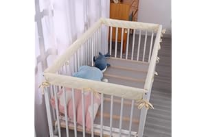 Angloria Cot Rail Covers for Teething, 4 Pieces Baby Bed Rail Edge Guard, Soft Cotton Crib Wrapped Protectors
