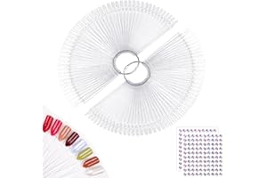 SUBAY 100pcs Nail Swatches with Number Sticks, Nail Swatch Sticks with Organizer Ring, Clear Nail Polish Colour Display Practice Salon Display Tips