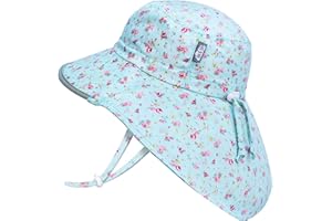 Jan & Jul Wide Brim Cotton Baby Girl Sun-Hat 50+ UPF (M: 6-24 Months, Retro Rose)