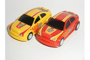SLOT CARS MICRO SCALEXTRIC Micro Scalextric 12V - Pair of Team Cars - Red #1 & Yellow #2-1/64th Scale Slot Cars