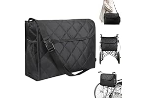 WPPQWP Rollstuhltasche Hinten, Rollstuhl Zubehör, Wasserdicht Tasche für Rollator, Universal Rollator Tasche, 39 x 29 x 15 cm (Schwarz)