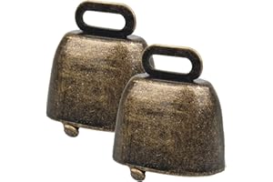 LIBAIDZ 2pcs Kuhglocke,Glöckchen zum Basteln,Metall Vintage Glöckchen,Tracker Glocken,Weihnachts Glocken,Glocken für Trainieren Haustier Halsband Anhänger,DIY Wind Glockenspiel,Ziegenglocke,Bronze