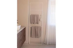 ‎M METALLBUDE Metallbude Handtuchhalter ESTINA - Weiß - Platzsparende Handtuchleiter aus pulverbeschichtetem Metall - Kratz-, Stoß- & Schlagfest - 55x180 cm