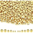 1200Pcs Gold Round Spacer Beads Smooth Loose Ball Beads for Bracelet Craft, 4mm, 6mm, 8mm