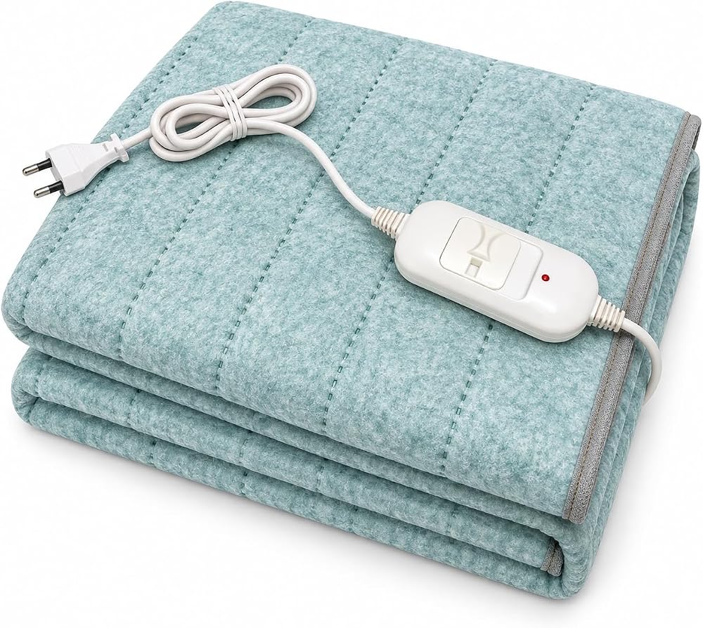 Çift Kişilik Elektrikli Battaniye 120x160 cm, 80W, 2 Kademeli Isı | 10 Dakikada Isınır, Ultrasonik Üretim, Çift Taraflı Kullanım, 220V Uyumlu, 2 Yıl Garanti