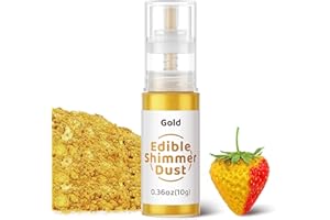 Wwtop Paillettes Comestibles, 10g Paillettes Alimentaires Comestibles Spray, Colorant Alimentaire Poudre, Poudre de Poussière Comestibles pour Boissons, Gâteaux, Cocktail,Chocolat,Bonbons (Or)