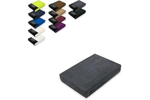 EXKLUSIV HEIMTEXTIL Frottee Spannbettlaken 180-200 x 200 cm 80% Baumwolle, 20% Polyester Öko - Tex Zertifiziert, Markenqualität, Matratzenhöhe bis 25 cm, Anthrazit