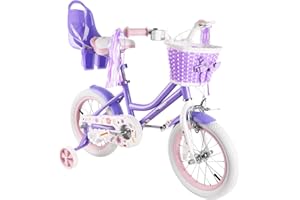 RULLY Daisy Vélo Enfant 12 14 16 Pouces pour Filles de 2 à 7 Ans – Vélo Princesse avec Siège Poupée, roulettes, Panier et Rubans – Multicolore