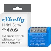 Shelly 1 x Mini Gen4 Wireless Switch Module Matter Zigbee Wi-Fi 1 Channel 8A Dry Contacts Garage Door Opener Relay Timer App