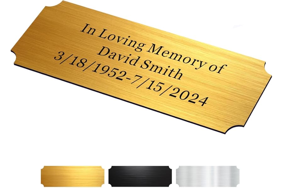 Engraved Plaques Personalised Memorial Plaques for Doors Urns Solid Metal Plate Engraved 1x3in Name Plate Name Label Plaque Name Tags with Adhesive Backing (Gold-1x3in, Design 1)