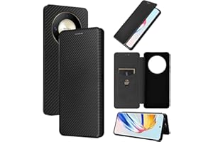 zZjoOoj Funda de Fibra de Carbono para Honor Magic 6 Lite,Anti-Choque Cover [Ranuras para Tarjetas][Cierre magnético][Negra]
