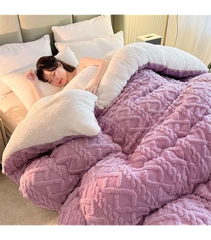 Couette En Velours Laine D'agneau Et Coton 220x240 Cm 4 Kg - Chaude, Anti-allergique, Pour L'hiver