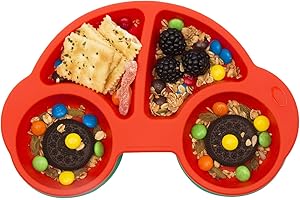 AUNEOS Piatto per bambini in silicone, Tappetini Antiscivolo con forte aspirazione adatta FDA e BPA Portatile per seggiolone e viaggi per Neonati Tovaglietta Piastra Divide, Regalo Svezzamento Battesimo