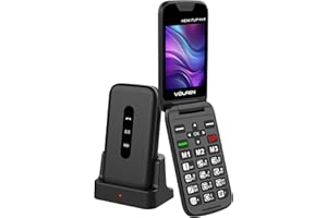Volfen Nexo Flip MAX - Teléfono móvil de Tapa para Personas Mayores, Botones y Teclas Grandes, fácil de Usar, USB-C, 3 memorias directas, Base de Carga, Color Negro (Negro)