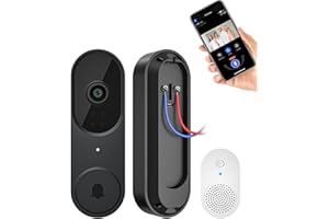 SHARKPOP 1080P Wired Doorbell Camera, Included Ring Chime, Smart WiFi Video Doorbell, Home Security Cameras with Human Detection, 2-Way Audio, IR Night Vision, Cloud Storage (Wiring Required)