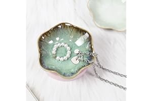 NIDEEN Ceramic Trinket Dish, Jewellery Dish Trinket Tray, Jewelry Plate for Rings Earrings Necklace, Gift for Women Her Wedding Gift, Mother’s Day Valentine’s Day Gift, Green