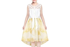 Sunny Fashion Vestito Bambina Pizzo a Chiffon A Strisce Nero Bianca Legato Vita 7-14 Anni