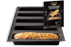 SILPAT Flexipan Moule 5 Cakes Longs – Démoulage Facile et Rapide - Plat Four Rectangulaire Gateau, Apéritif, Cuisine - Excellence Artisanale, AntiAdhésif, Haute Précision - Fabrication Française