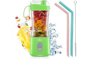 Vaeqozva Mixer Smoothie Maker To Go 380mL,Mini Standmixer Tragbarer Mixer Blender Smoothie Maker USB mit 6 Klingen für Saft Shake Marmelade Smoothie für Outdoor Sport Reisen,Grün