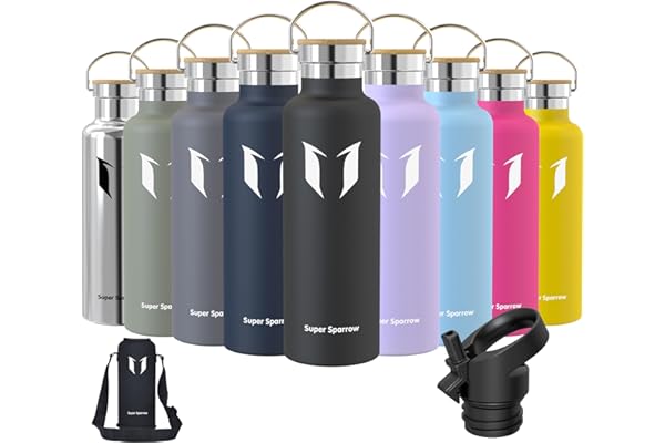 Super Sparrow Botella Agua Acero Inoxidable - Botella Agua Niños - 350ml/500ml/620ml/750ml/1L - Botella Termica Boca Estándar - Sin BPA, para Niños & Adultos, Deporte, Oficina, Yoga, Ciclismo
