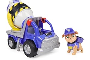 Rubble & Crew, Veicolo da lavoro di Mix, Betoniera giocattolo con personaggio da collezione, giocattoli per bambini dai 3 anni in su