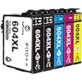 JoyPrinting 604XL Ink Cartridges Replacement for Epson 604 XL Ink Cartridges Multipack Compatible with Epson XP-2200 XP-2205 XP-3200 XP- 3205 XP-4200 XP-4205 WF-2910 WF-2930 WF-2935 WF-2950 (5 Pack)