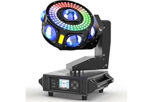 FIERYZEAL Moving Head LED 200W RGBW Discolicht Strobo-Effekt Beweglicher Scheinwerfer 3-Achse 19CH/25CH Stage Licht Unendliche Rotation für Party Klub Geburtstag Hochzeit