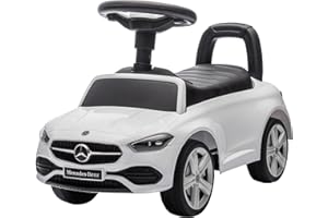 Baroni Toys Mercedes Ride-On - Coche para niños de 1 a 4 años, faros LED, sonidos realistas, ruedas antideslizantes, compartimento de almacenamiento, diseño antivuelco (blanco)