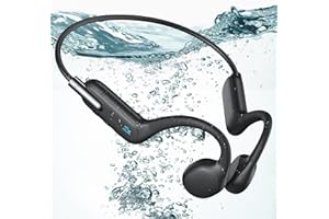 BNARQP Swimming Headphones, Bone Conduction Headphones, Open Ear Headphones IP68 Waterproof Wireless Bluetooth 5.3 built-in MP3 Player 32G, Waterproof Headphones for Swimming, Running, Cycling