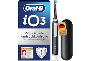 ‎ORAL-B Oral-B iO Series 3 Elektrische Zahnbürste — Electric Toothbrush, Inkl. 1 Aufsteckbürste, 3 Putzmodi für Zahnpflege — Designed by Braun, GUT GETESTET von STIFTUNG WARENTEST, Schwarz