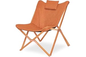 ‎SUHU Suhu Klappstuhl Camping Stuhl Lounge Sessel Modern Design Retro Stühle Liegestuhl Klappbar Gartenliege Auflagen Hochlehner TV Relaxliege Mit Holzrahmen Stoff Für Balkon Orange