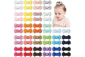 Jollybows 50 Pezzi Mollette Capelli Bambina, 1,2 pollici / 3cm Piccoli Forcine per Capelli Bambina Mini Grosgrain Ribbon Accessori per Capelli Bambina Per Neonati E Bambini Piccoli