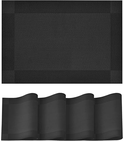 Set 4 Tovagliette Americane In Plastica Polipropilene, Nero, Rettangolari 30x45 Cm, Impermeabili E Facili Da Pulire - 3