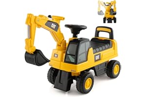 GYMAX Kids Ride on Car, Caterpillar Licensed Toy Excavator with Adjustable Bucket, Horn and Underneath Storage, Toddler Pretend Construction Truck for 1-3 Years Old Boys Girls (Digger)