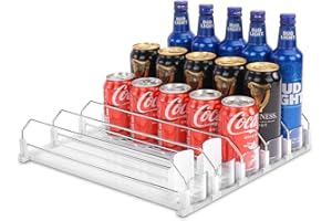 BingoHive Drink Dispenser for Fridge, Self-Pushing Soda Can Organizer for Refrigerator, 5 Rows Dispenser has been Assembled, Automatic Can Dispenser with Spring Loaded for Refrigerator Holds 25 cans